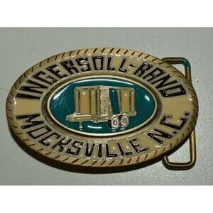 Vintage Ingersoll-Rand Mocksville NC Color Inlaid Belt Buckle Rare MINTY